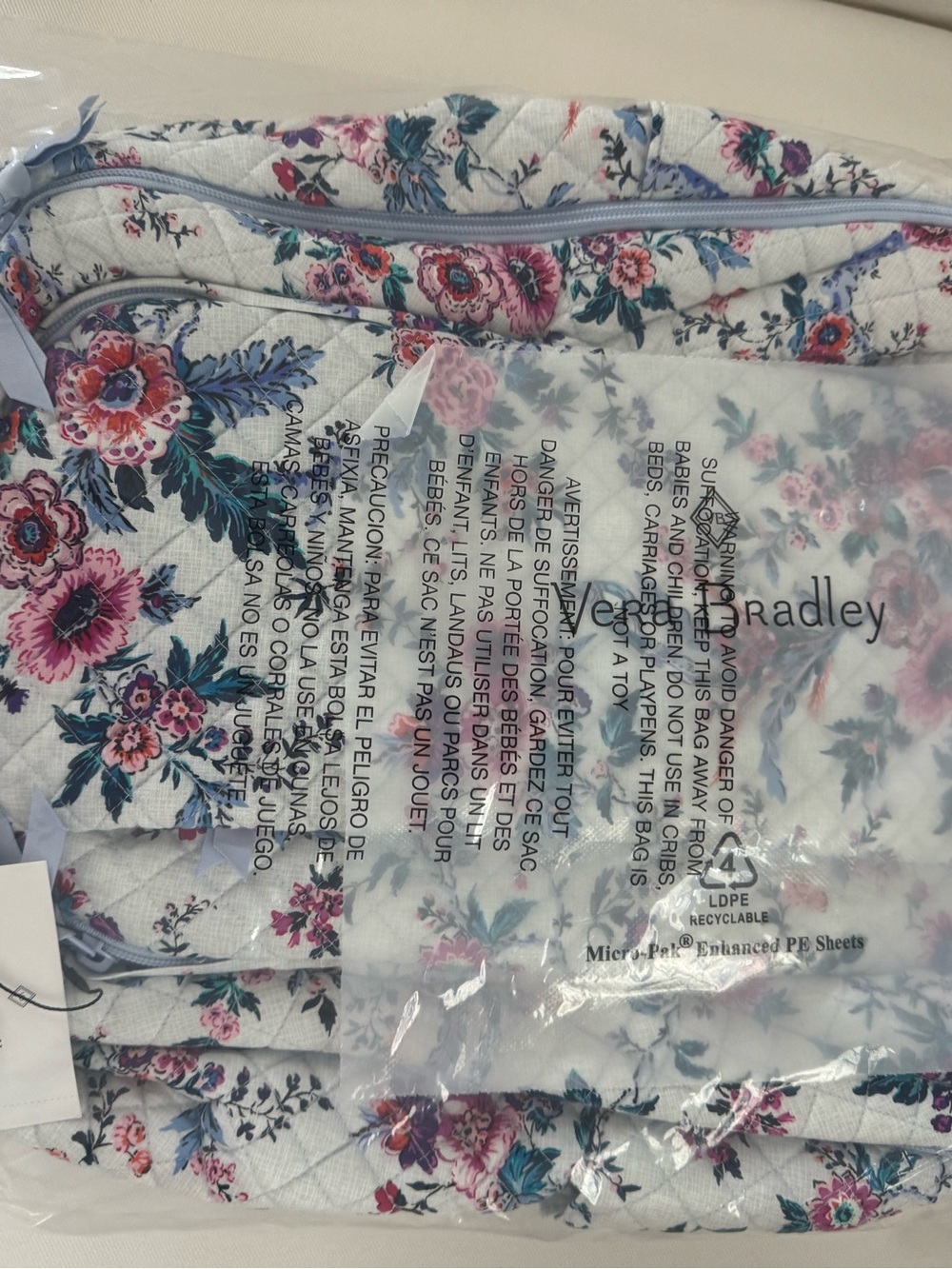 VERA BRADLEY -Cotton Large Travel Backpack Travel Bag, Magnifique Floral- NWT - Picture 12 of 16
